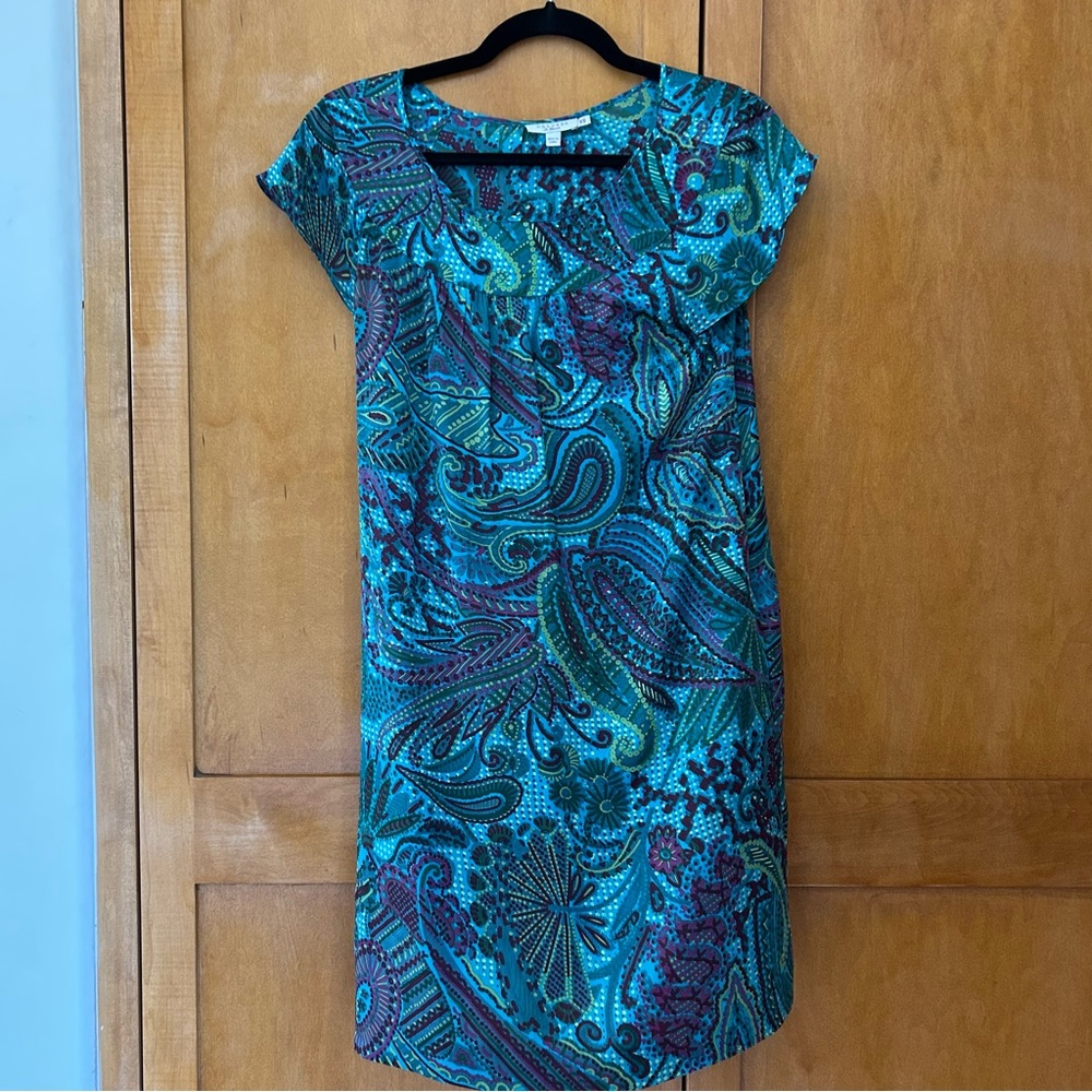 Calypso St Barth paisley silk dress with cap sleeves and pockets